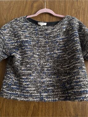 Blue and Gray Textured Short-Sleeve Top